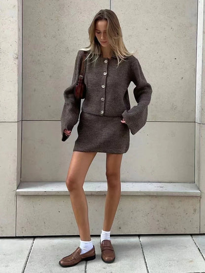 DGLUKE Red Knitted Cropped And Skirt Sets Women 2 Piece Outfit Fall Winter Sweater Matching Set Fashion Festival Outfits Women