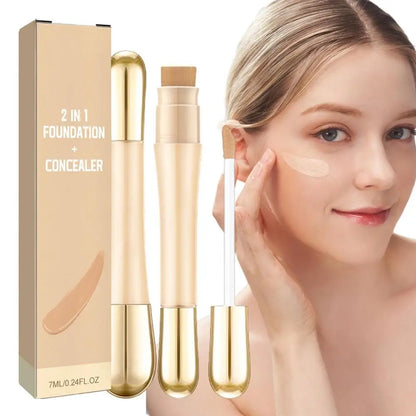 Double-headed Facial 2 in 1 foundation and concealer Moisturizing Foundation Brightening Contouring Highlighter Stick