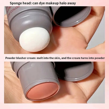 Double head Sponge Powder Blusher Lip&Cheek Dual-use Matte Makeup Natural Rouge Powder Blusher Stick light Nature Cosmetic