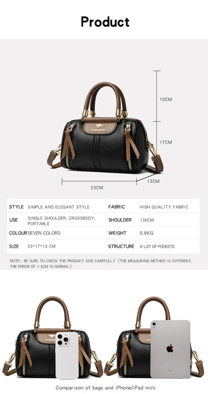 Genuine Luxury Shoulder Croosbody Bags for Women Designer Casual Tote Female Boston Quality Soft Leather Purses and Handbags Sac