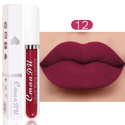 Sexy Long Lasting Velvet Matte Lip Gloss Liquid Lipstick Lip Makeup Women Beauty Red Nonstick Cup Waterproof Lip Gloss 18 Color