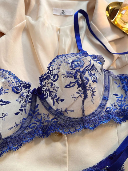 Ellolace Fancy Lingerie Lace Embroidery Fairy Seamless Tulle Underwear See Through Exotic Sets Floral Beautiful Bilizna Set