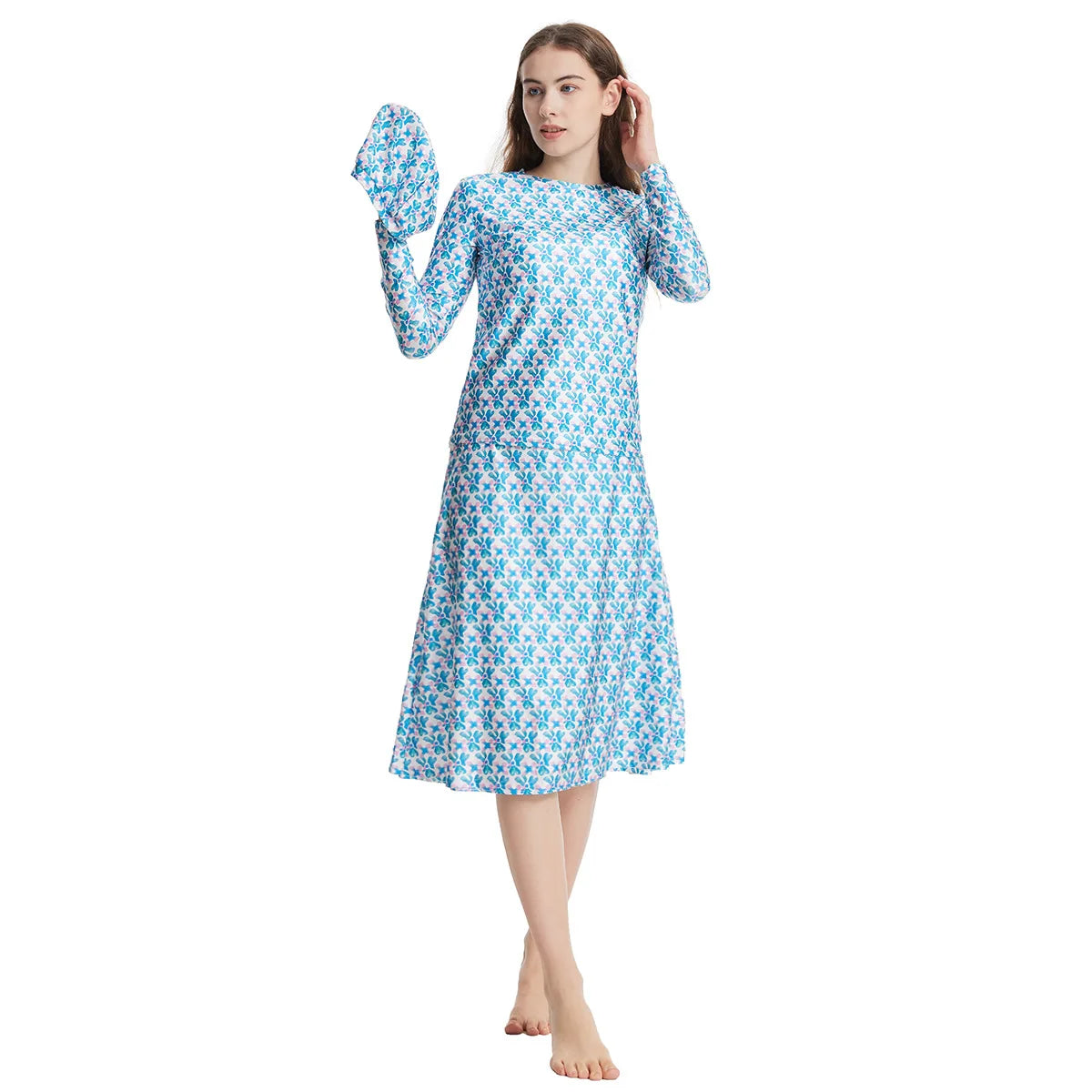 Summer Women Swimwear Islamic Beach Suits Muslim Lady Three-Piece Modest Long Sleeves Tops Skirts Burkinis Swimsuit for Female
