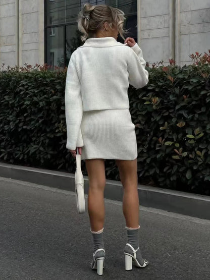 DGLUKE Red Knitted Cropped And Skirt Sets Women 2 Piece Outfit Fall Winter Sweater Matching Set Fashion Festival Outfits Women