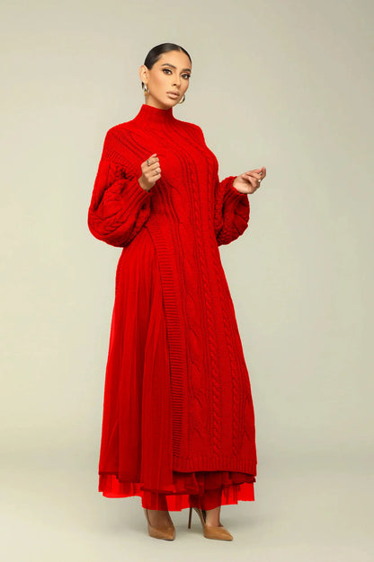 Muslim Women Knitting Dress Modest Robe Vestidos Dubai Saudi Arabic Morocco Abaya Jalabiya Eid Ramadan Knitted Dresses Abayas