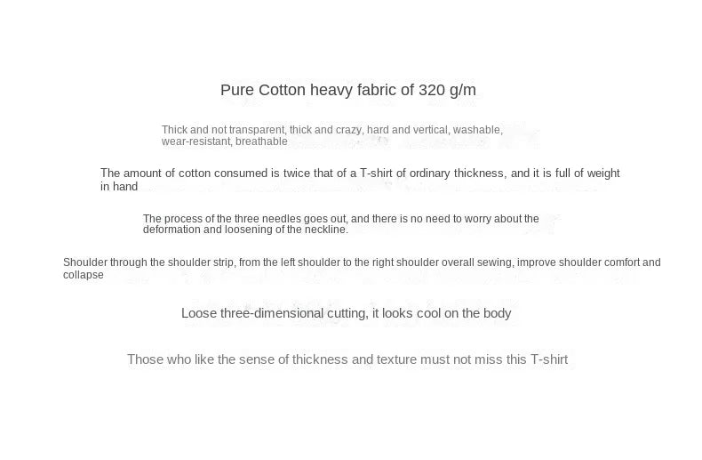 Japanese 320G Heavyweight Short Sleeve T-shirt Men's Summer Pure Cotton Thick Neckline Pure White Half Sleeve T-shirt
