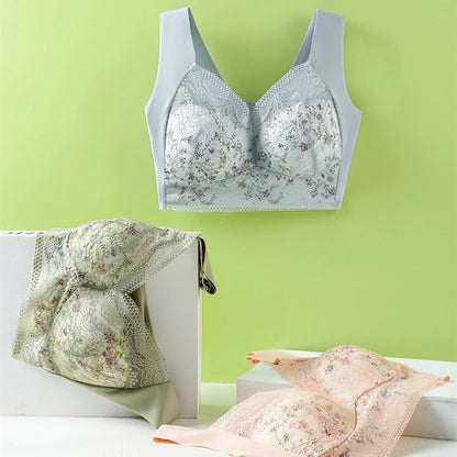 Large Size Ice Silk Seamless Beautiful Back Bra Integrated Tube Top Underwear Thin Section Big Chest Small Bra Vest Style