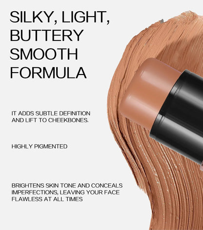 Double-headed Face Bronzer Highlighter Stick Concealer with Brush Face Contour Cream Moisturizing Natural 3D Nose Shadow Makeup