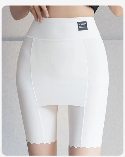 Plus Size Women Shorts Under the Skirt Big Large Summer Seamless Protective Spandex Hip-up Safety Pants Skirt Underpants White