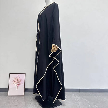 Muslim Women Dress Two Piece Set Eid Ramadan Morocco Dubai Open Abayas Vestidos Arab Cardigan Robe Suit Islam Modest Kaftan