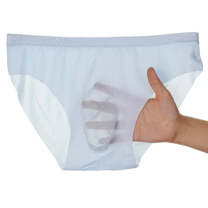 5 Pairs/Lot Men's Ice Silk Briefs Summer Transparent Seamless Sexy Quick-drying Trendy Breathable Underwear Ultra-thin Panties
