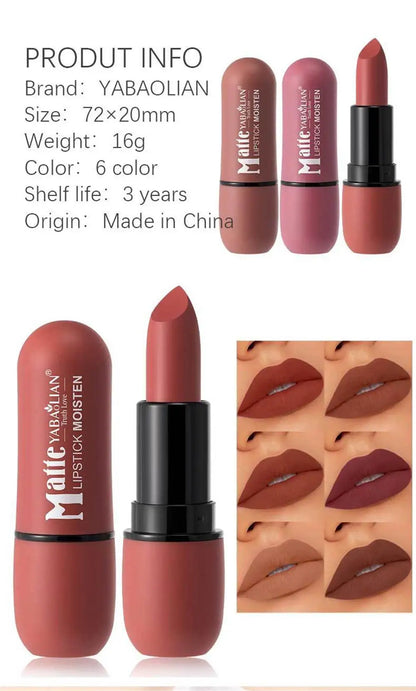 Fog Matte Lipstick Long Lasting Waterproof Lip Stick Smudge-free Classic Highly Pigmented Velvet Finish Lip Tint Makeup Cosmetic
