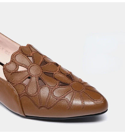 Mid Heel Casual Shoes for Women Heels Wedding Hollow Out Black Square Heel Formal Shoes Work Lady Fall Zapatilla Mujer