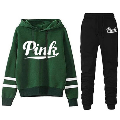 Fashion Printed Women's Tracksuit Spring Autumn Two Pieces Set Hooded Sweatshirt and Sweatpants Casual Female Jogging Suit