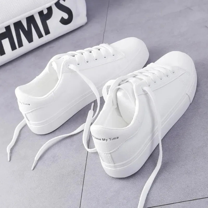 2024 Women Sneakers Fashion Breathble Vulcanized Shoes Pu Leather Platform Shoes White Lace Up Casual Shoes Zapatos Mujer