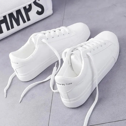 2024 Women Sneakers Fashion Breathble Vulcanized Shoes Pu Leather Platform Shoes White Lace Up Casual Shoes Zapatos Mujer