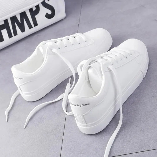 2024 Women Sneakers Fashion Breathble Vulcanized Shoes Pu Leather Platform Shoes White Lace Up Casual Shoes Zapatos Mujer