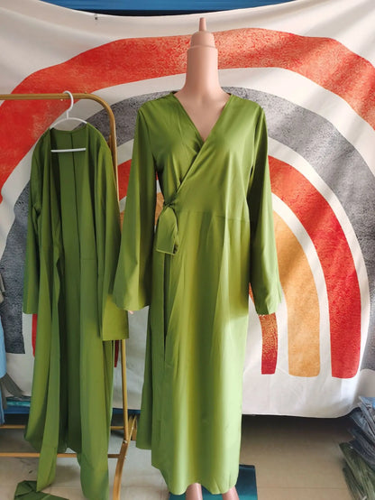 Eid Muslim Modest Dress for Women Abaya Morocco Ramadan Lace-up Abayas Kaftan Islam Solid Dubai Arab Long Robe Maxi Vestidos