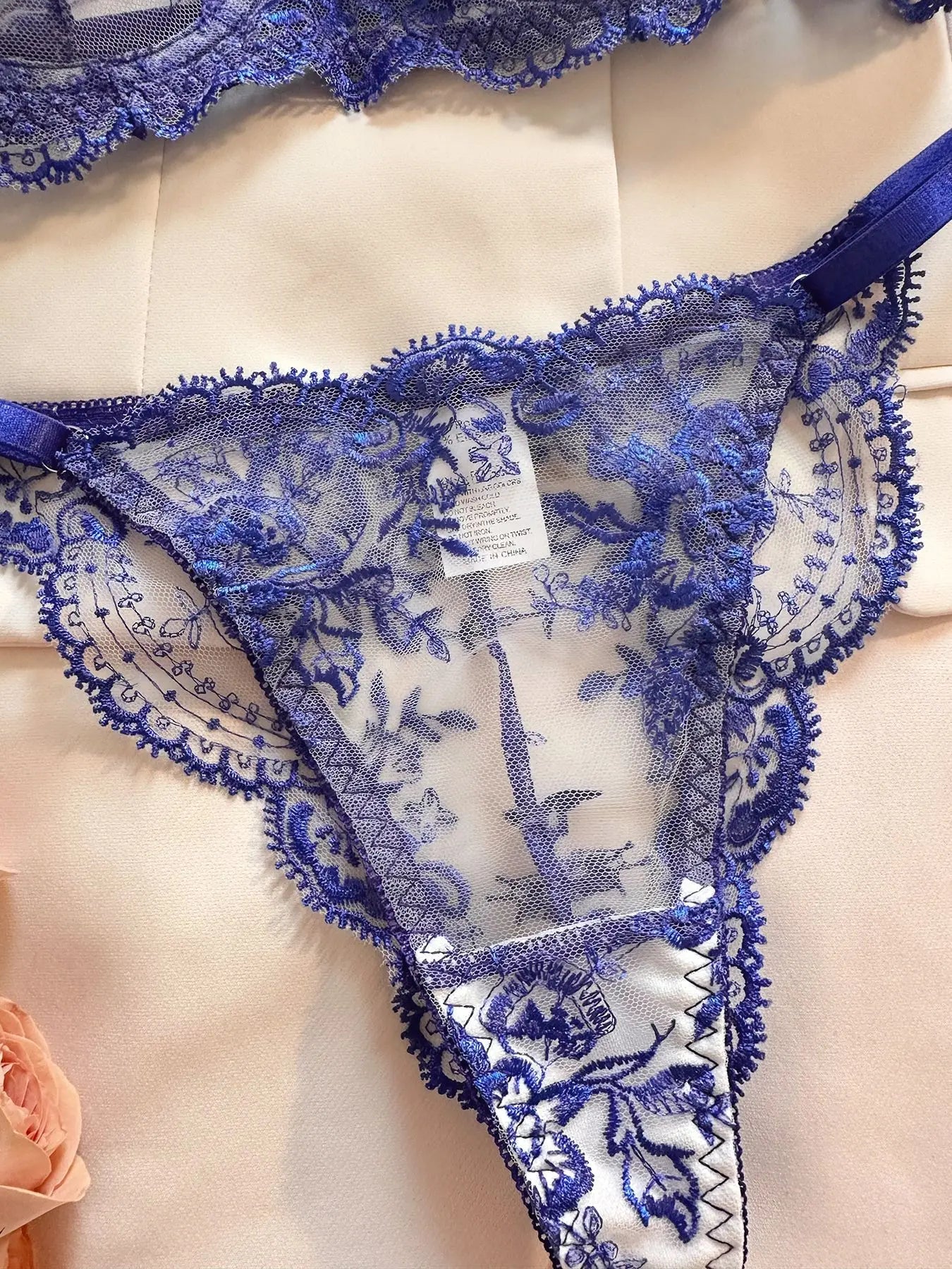 Ellolace Fancy Lingerie Lace Embroidery Fairy Seamless Tulle Underwear See Through Exotic Sets Floral Beautiful Bilizna Set