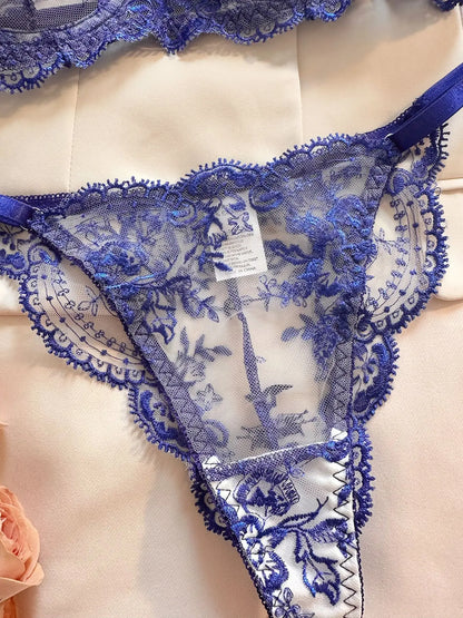 Ellolace Fancy Lingerie Lace Embroidery Fairy Seamless Tulle Underwear See Through Exotic Sets Floral Beautiful Bilizna Set