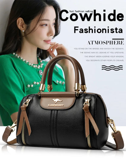 Genuine Luxury Shoulder Croosbody Bags for Women Designer Casual Tote Female Boston Quality Soft Leather Purses and Handbags Sac
