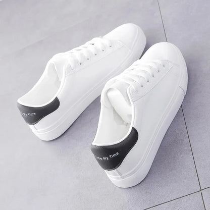 2024 Women Sneakers Fashion Breathble Vulcanized Shoes Pu Leather Platform Shoes White Lace Up Casual Shoes Zapatos Mujer