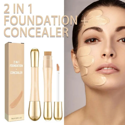Double-headed Facial 2 in 1 foundation and concealer Moisturizing Foundation Brightening Contouring Highlighter Stick