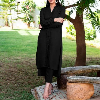 ZANZEA Retro Long Straight Pant Suit Women Solid 2PCS Pant Sets Fashion Long Shirt Tracksuit Casual Buttons Autumn 2023 Outfits
