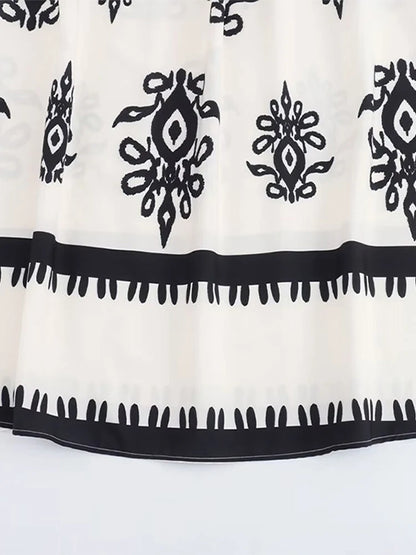 Printed Off Shoulder Dresses Stylish Casual Simple Square Collar Waist Cinching Slimming Beach Holiday Chic Maxi Wrap Dress New
