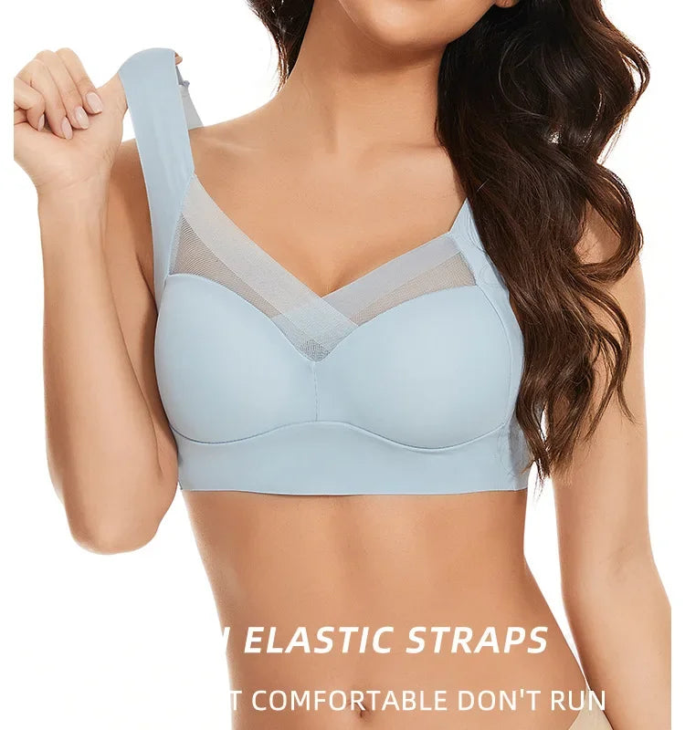 Women Lace Sport Bras Plus Size Seamless Bra Bralette Backless Lady Brassiere Vest Female Gathers Shock-Proof Wireless Top L-3XL