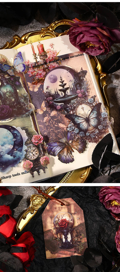 20Pcs Halloween Dark Vintage Series Scrapbooking Stickers Pack Material Perfect for Collage Journaling Diy Supplies