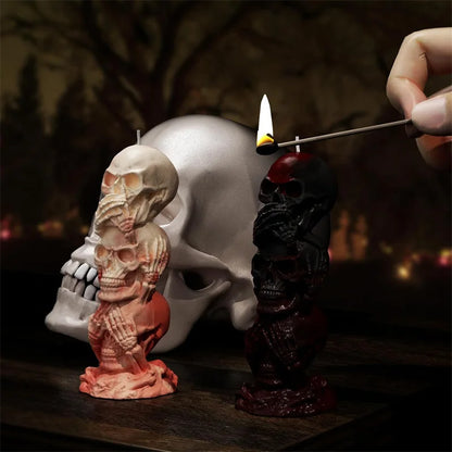 3D Halloween Skeleton Shape Candle Mold Creative Silicone Skull Man Soap Mold Triple Pumpkin Skull Mold DIY Craft Resin Tools