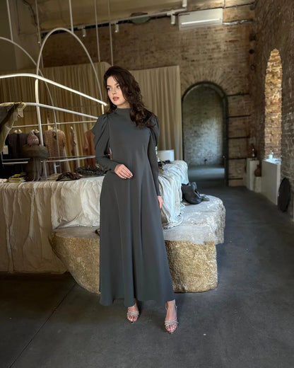 Women Eid Muslim Dresses Lantern Sleeve Morocco Ramadan Solid Sashes Vestidos Dubai Kaftan Arab Slim Casual Abayas Modest