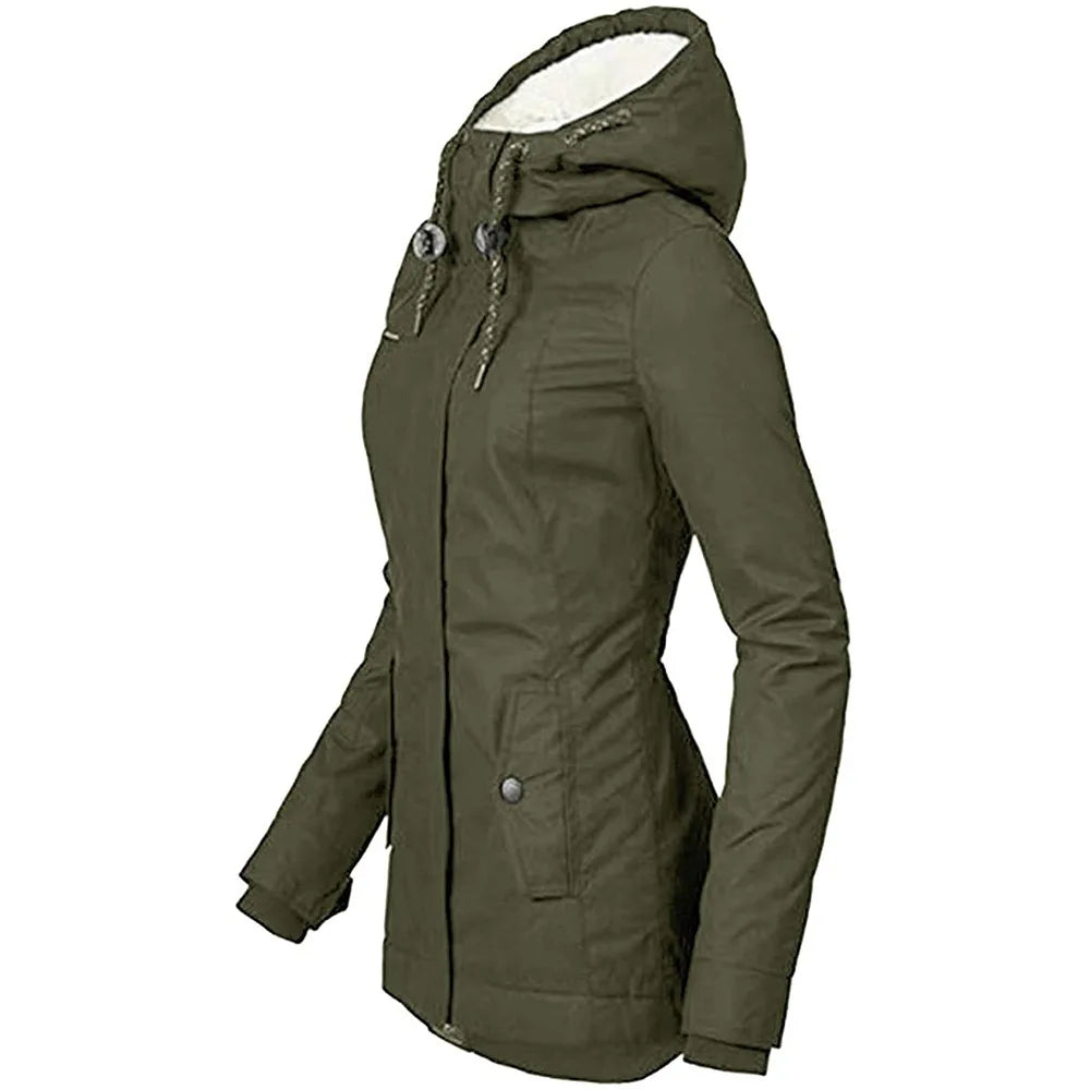 Women Splice Zipper hooded Coats