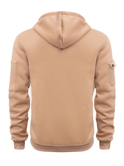 Fashion spring and autumn new men's clothing multi-pocket zipper loose casual pullover sweatshirt hooded European size hoodie
