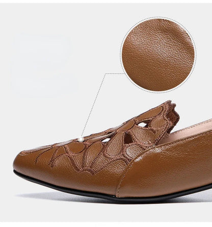 Mid Heel Casual Shoes for Women Heels Wedding Hollow Out Black Square Heel Formal Shoes Work Lady Fall Zapatilla Mujer