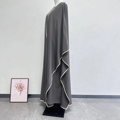 Muslim Women Dress Two Piece Set Eid Ramadan Morocco Dubai Open Abayas Vestidos Arab Cardigan Robe Suit Islam Modest Kaftan