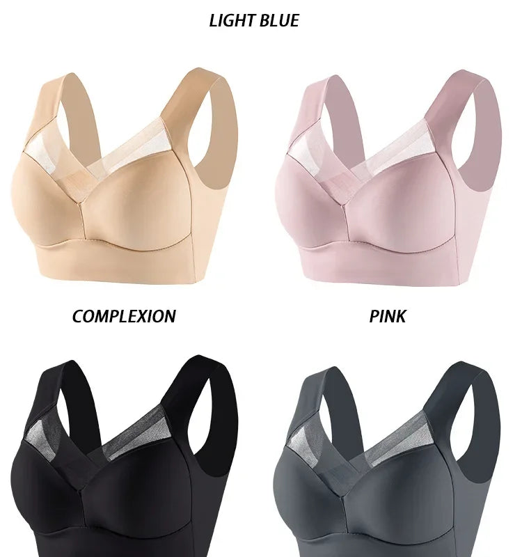 Women Lace Sport Bras Plus Size Seamless Bra Bralette Backless Lady Brassiere Vest Female Gathers Shock-Proof Wireless Top L-3XL