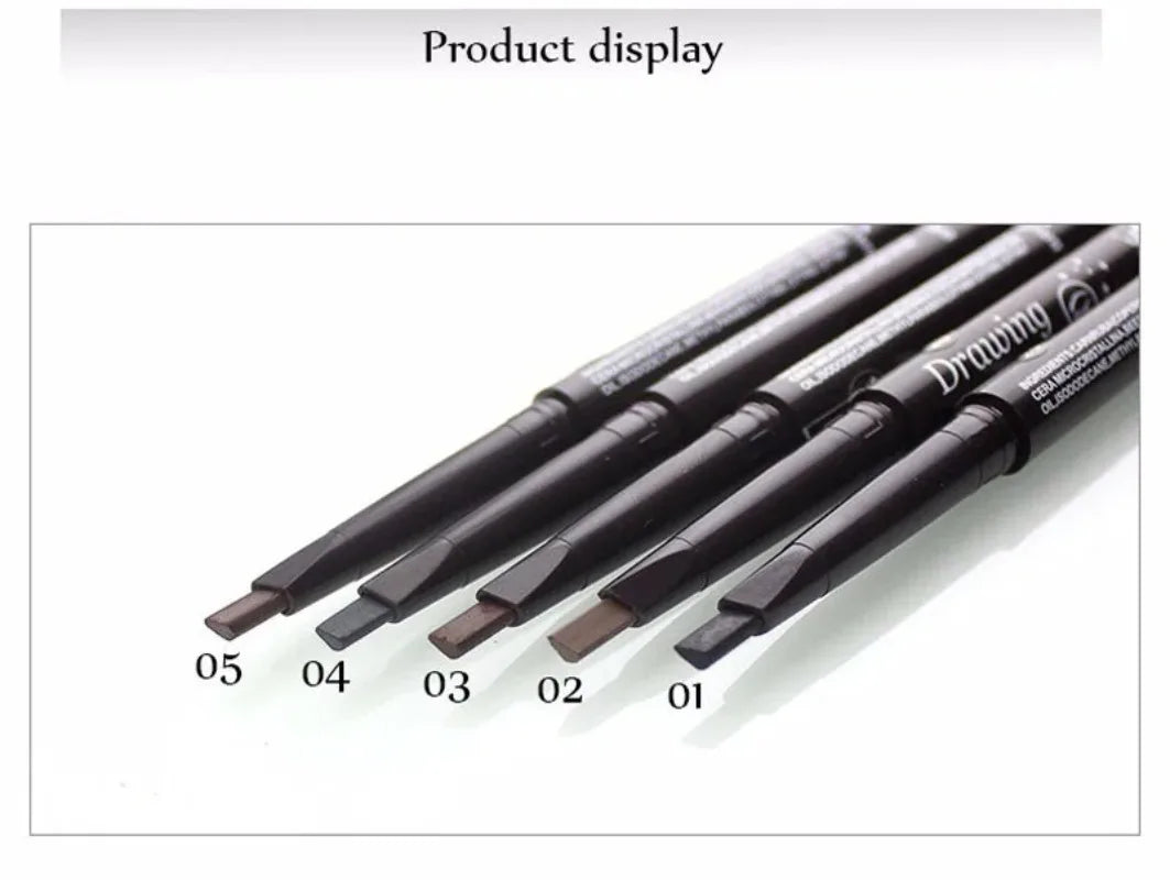 5 Color Double Ended Eyebrow Pencil Waterproof Make Up Long Lasting No Blooming Rotatable Triangle Eye Brow Tattoo Pen Makeup