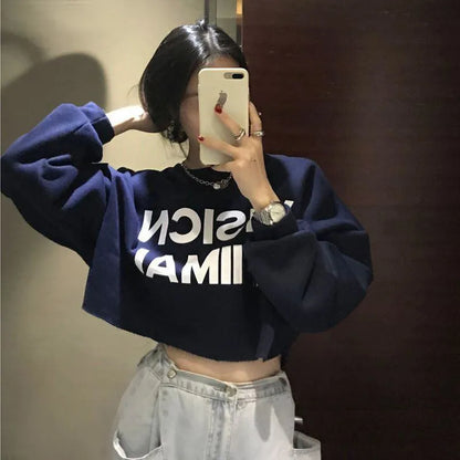 Super hot CEC short sweatshirt women's 2024 spring and autumn thin jacket ins tide loose high-waisted crop top top