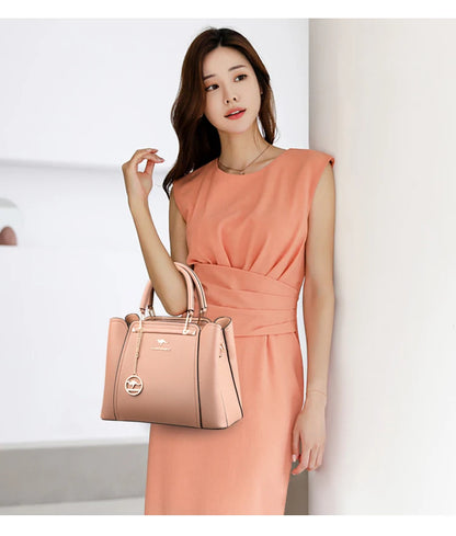 Women Soft Leather Handbags Luxury Designer 3 Layers Shoulder Crossbody Bags Ladies Large Capacity Shopping Brand Messenger Tote