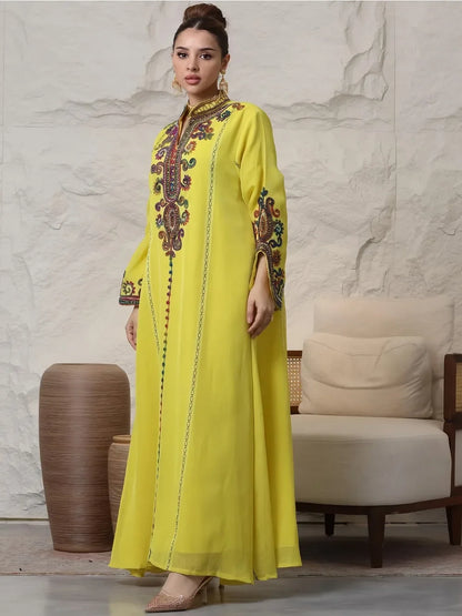 Muslim Abaya for Women Party Dresses Embroidery Long Robe Eid Ramadan Dubai Abayas Kaftan Arab Jalabiya Modest Vestidos Morocco