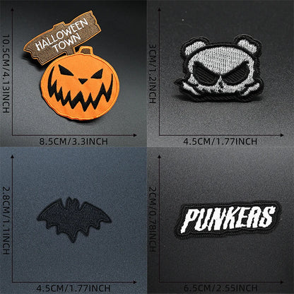 Halloween Iron-on Patch for Clothes Stickers Pumpkin Ghost Apple Devil Embroidery Backpack Jacket Horror Punk Patches Decorative