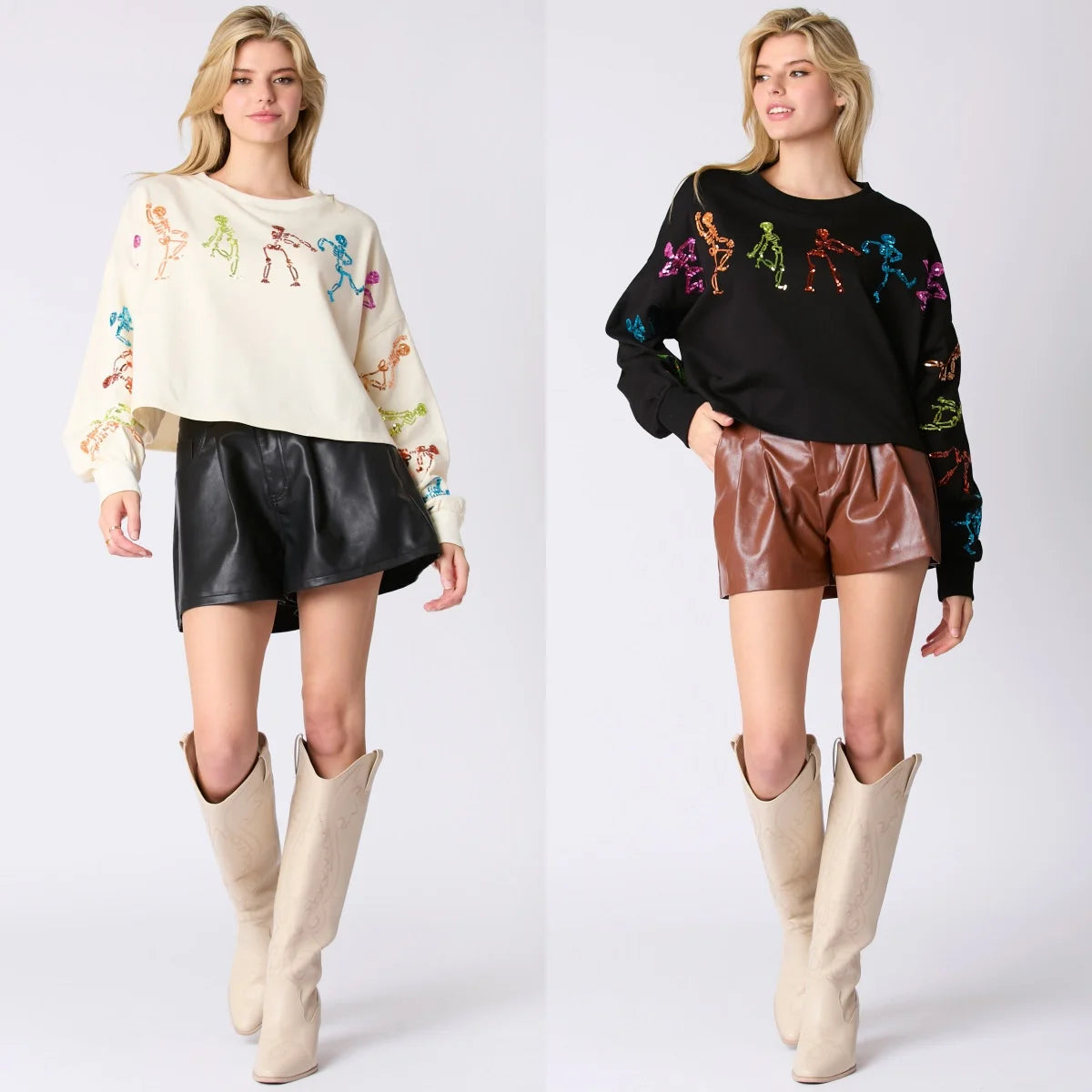 Glitter Patchwork Hoodies Vintage Tshirt Harajuku Slim Long Sleeve Streetwear Women Clothes Halloween Tee Top Autumn Winter