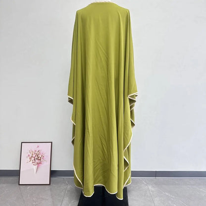 Muslim Women Dress Two Piece Set Eid Ramadan Morocco Dubai Open Abayas Vestidos Arab Cardigan Robe Suit Islam Modest Kaftan