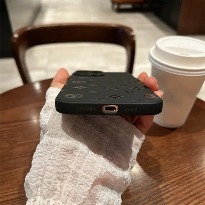 Luxury Retro Classic Phone Case For iPhone 16 15 14 13 12 11Pro Max XR X XS 12Mini 14 15 16 Puls Soft Silicone Black iPhone Case
