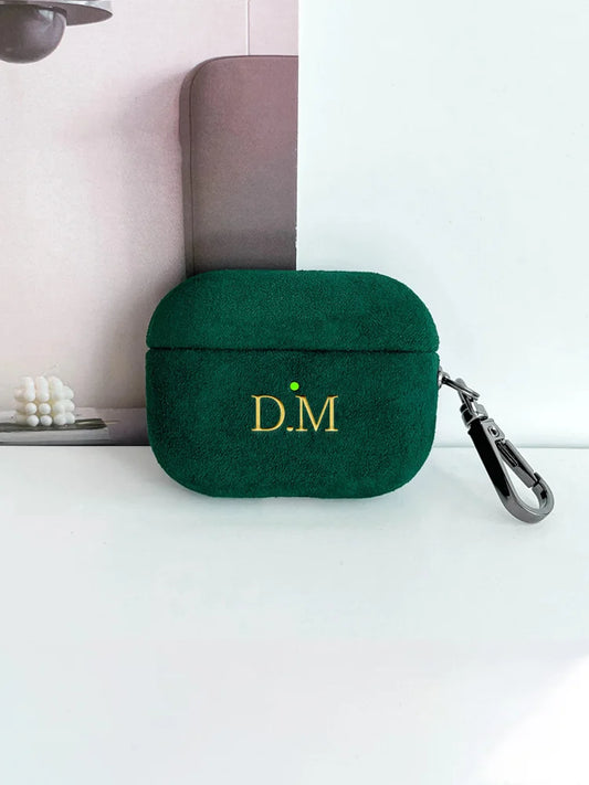 Luxury Pressure Personalized Name Letter DIY Customized Turn Fur Cover For Airpods 1 2 3 Pro 2 Earphone Case With Keychain Cases