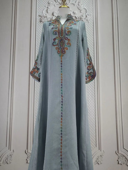 Muslim Abaya for Women Party Dresses Embroidery Long Robe Eid Ramadan Dubai Abayas Kaftan Arab Jalabiya Modest Vestidos Morocco