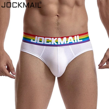 Jockmail Sexy Men's Underwear Briefs Cotton Low Rise Underpant Net yarn Lace , Breathable Summer Shorts calzoncillos hombre slip
