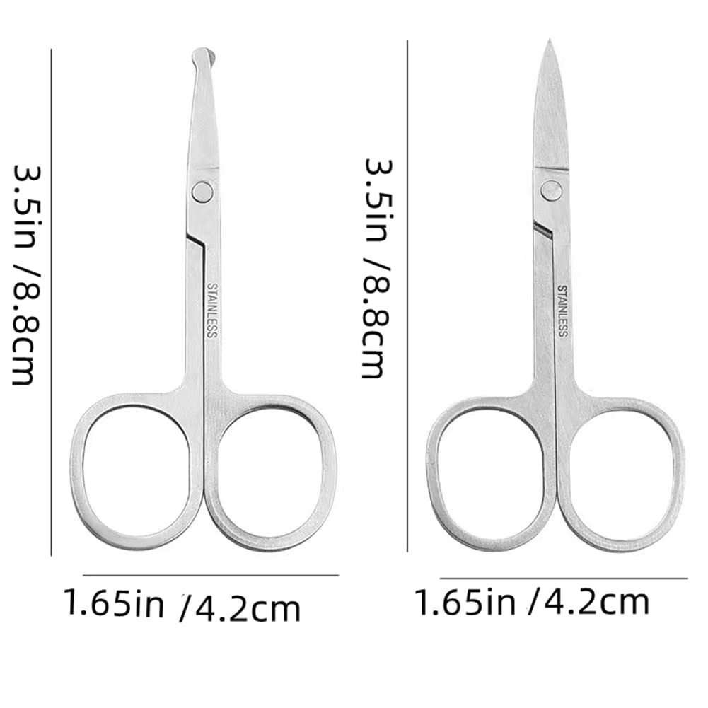Small Scissors for Personal Facial Hair Grooming Rounded and Curved Safety Scissors Se for Trim Men/Women Eyebrows,Nose Hair